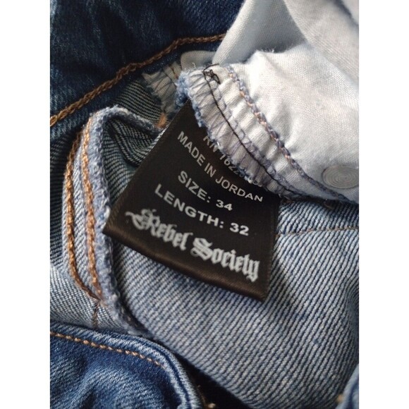 Rebel Society Mens Stretch Skinny Jeans 34x 32 Medium Wash Denim - Picture 8 of 11